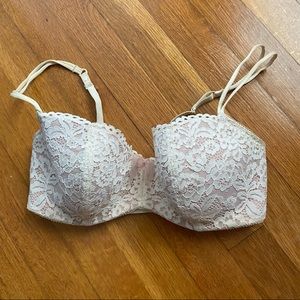B. Tempted Ivory Lace w/ Pink Underlay Bra 34DD